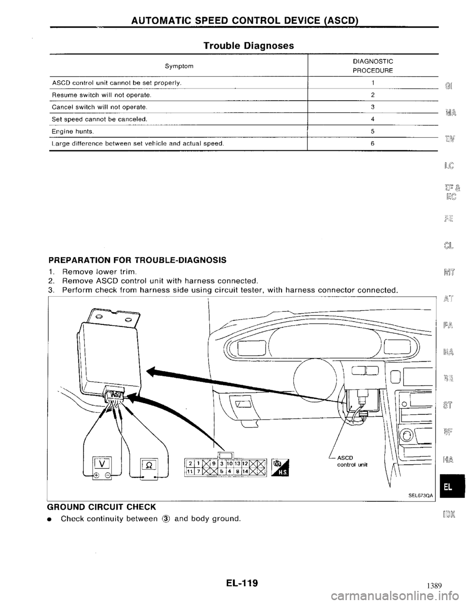 NISSAN MAXIMA 1994 A32 / 4.G Electrical System Workshop Manual 1389 