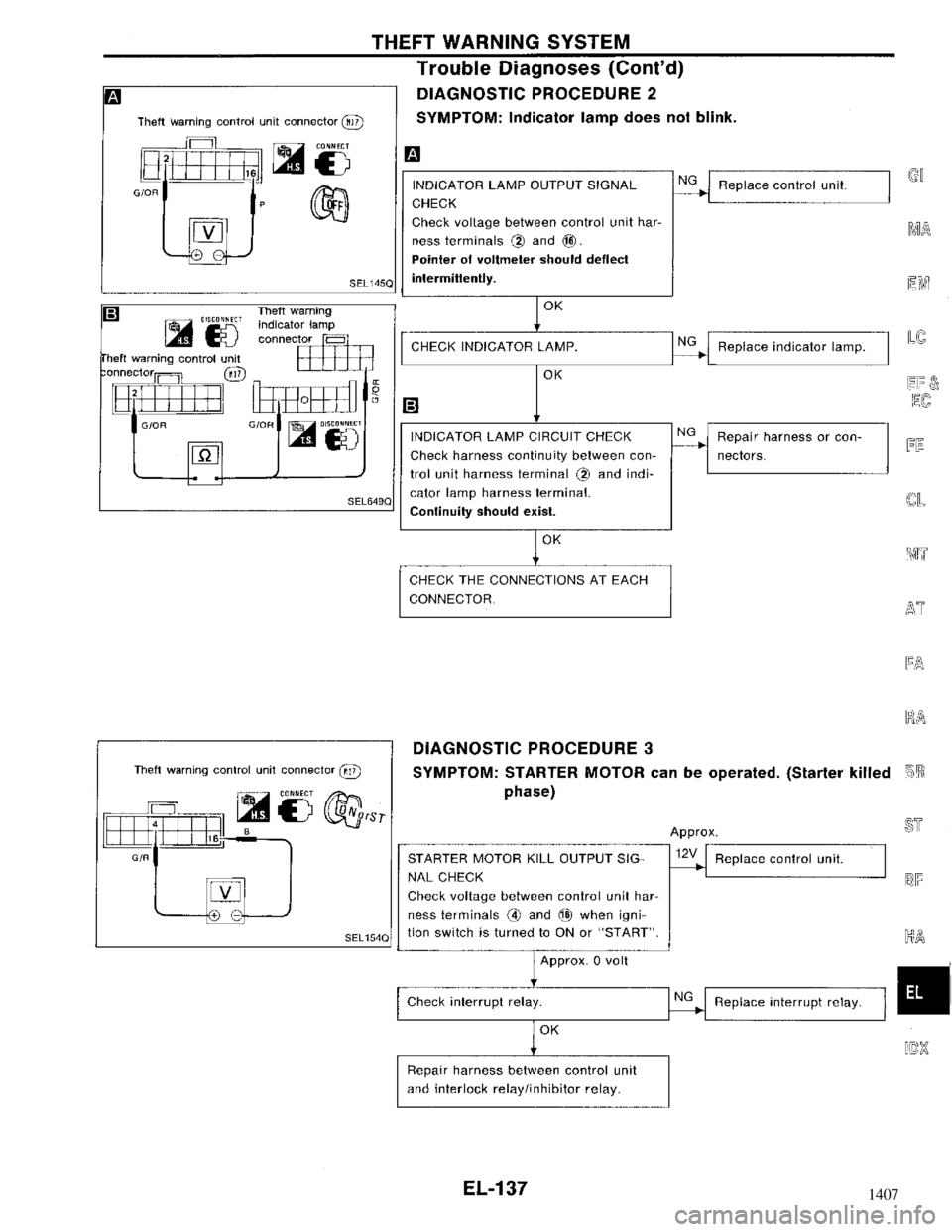 NISSAN MAXIMA 1994 A32 / 4.G Electrical System Workshop Manual 1407 
