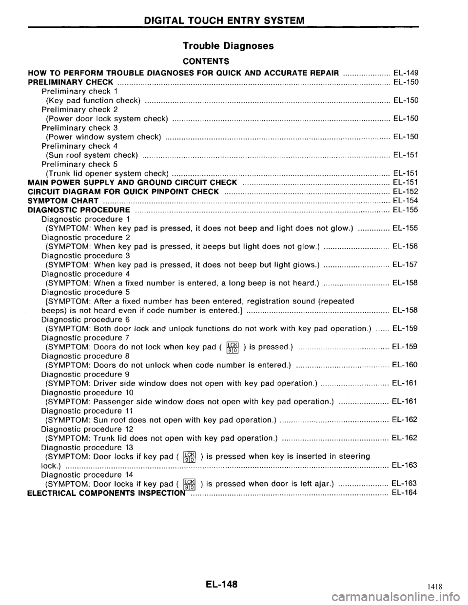 NISSAN MAXIMA 1994 A32 / 4.G Electrical System Workshop Manual 1418 