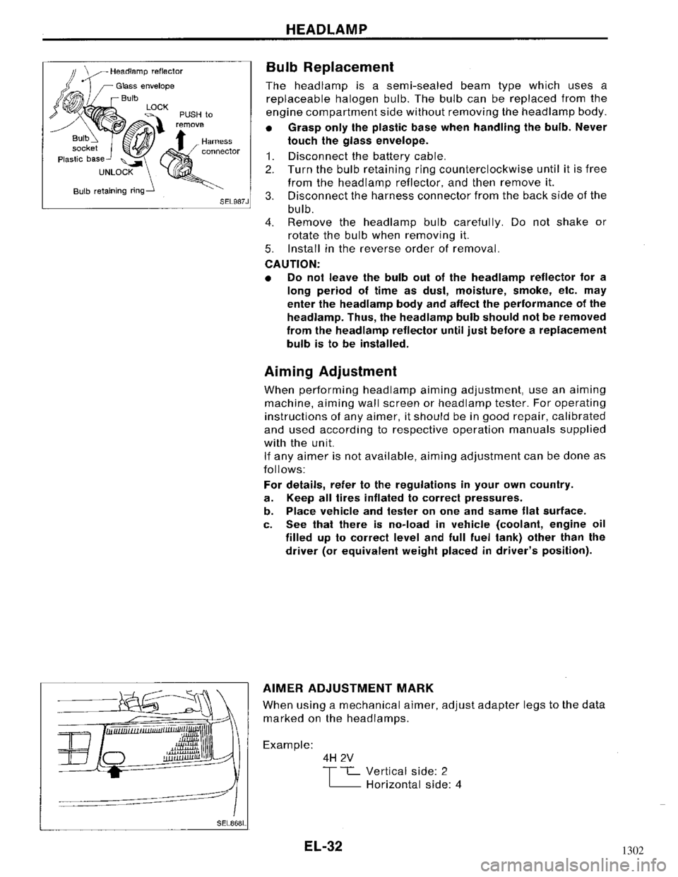 NISSAN MAXIMA 1994 A32 / 4.G Electrical System Workshop Manual 1302 