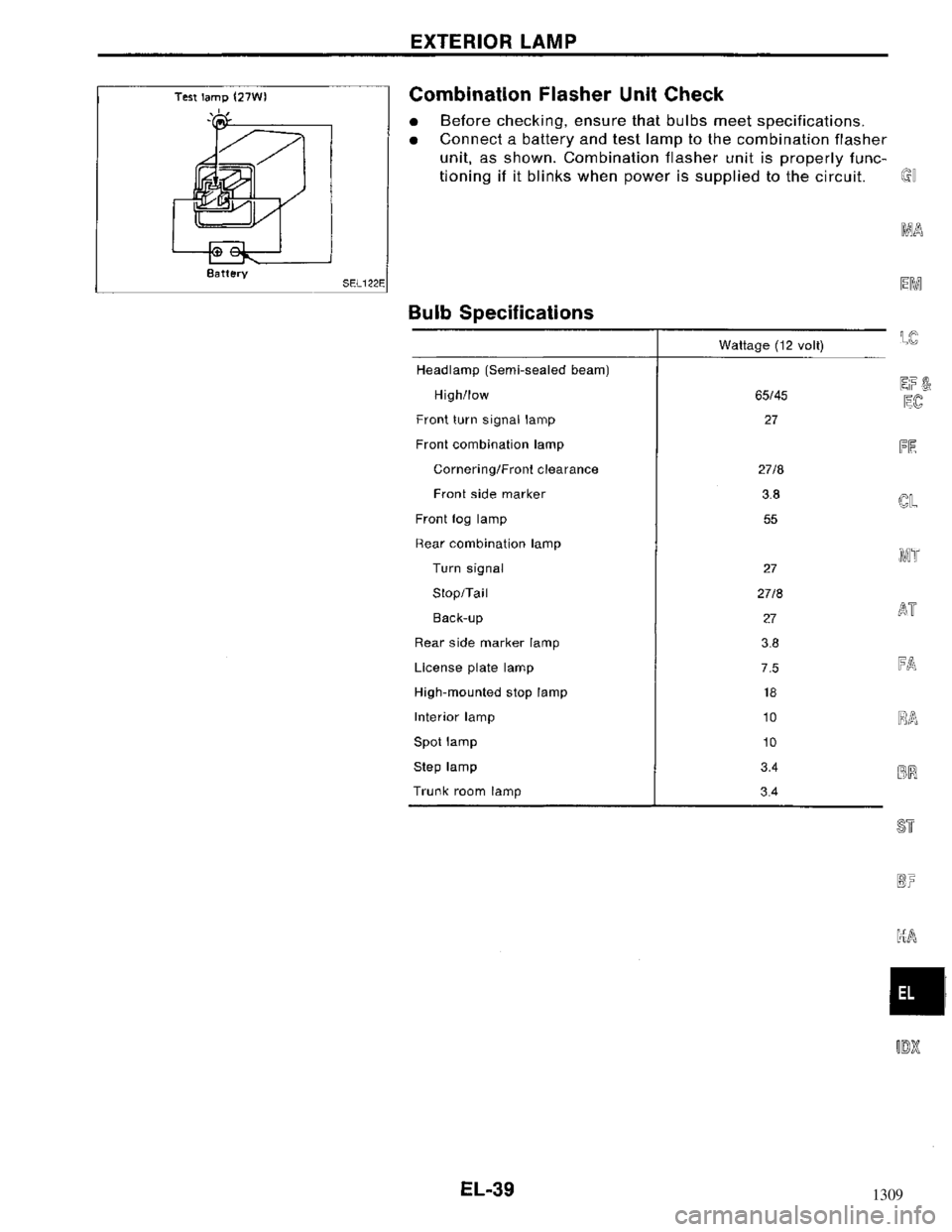 NISSAN MAXIMA 1994 A32 / 4.G Electrical System Workshop Manual 1309 