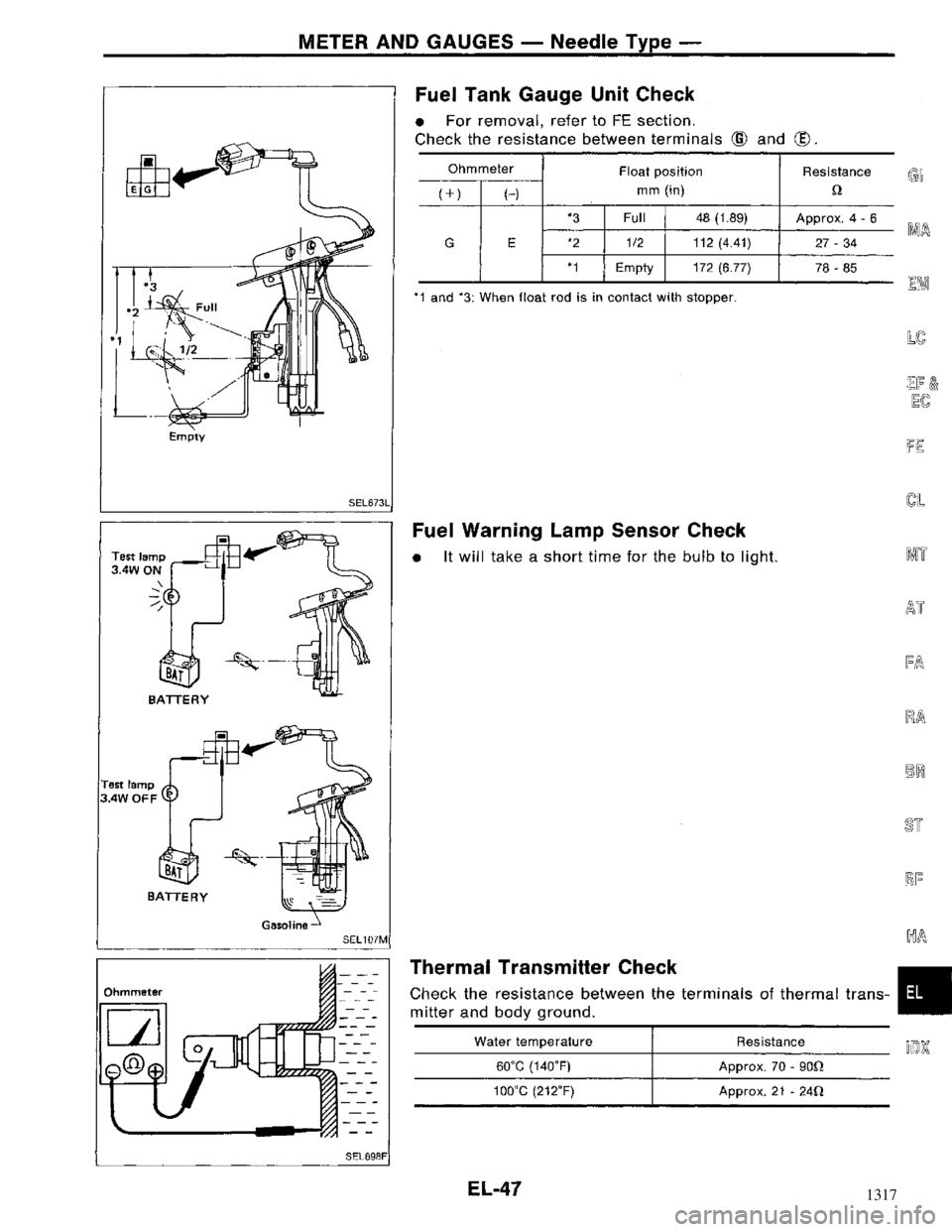 NISSAN MAXIMA 1994 A32 / 4.G Electrical System Workshop Manual 1317 