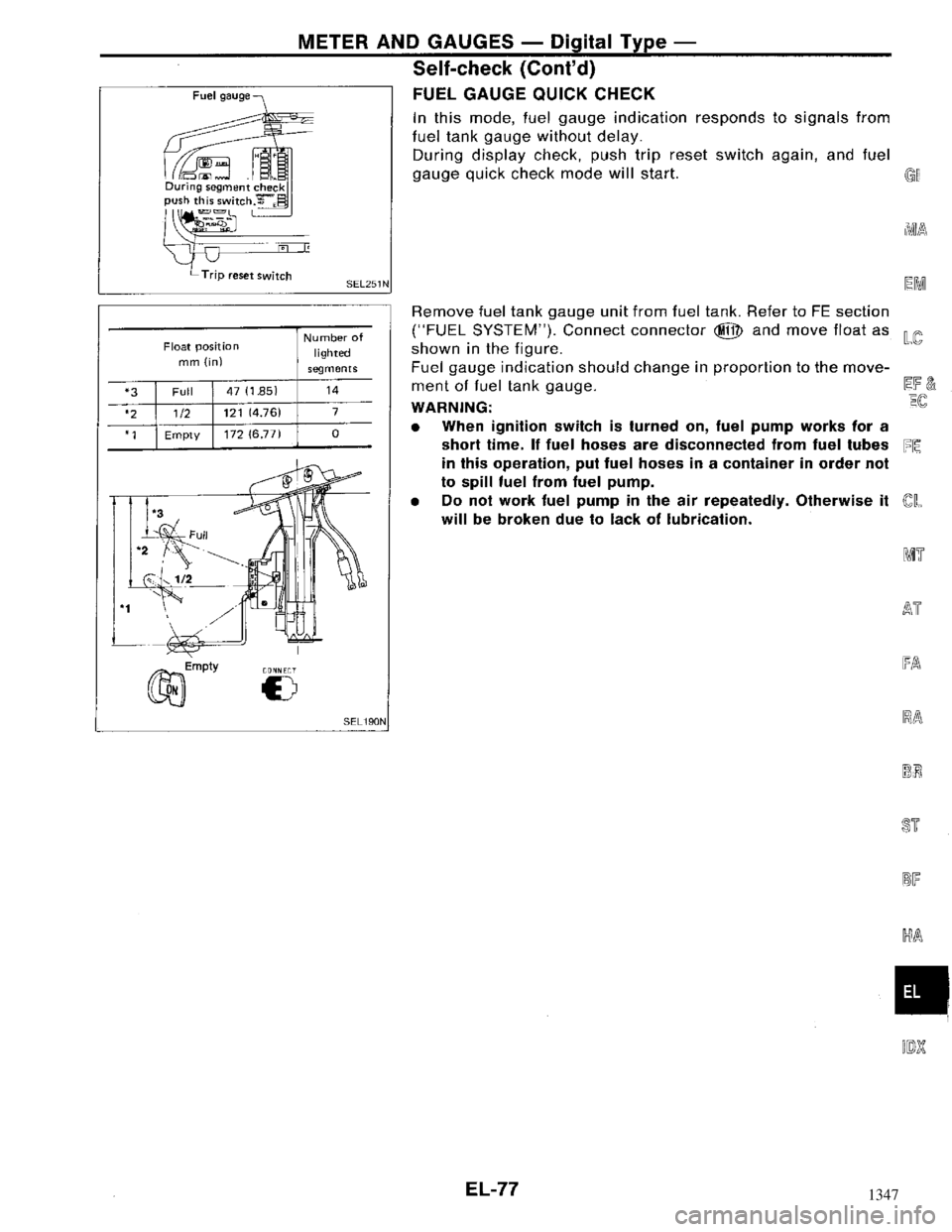 NISSAN MAXIMA 1994 A32 / 4.G Electrical System Workshop Manual 1347 