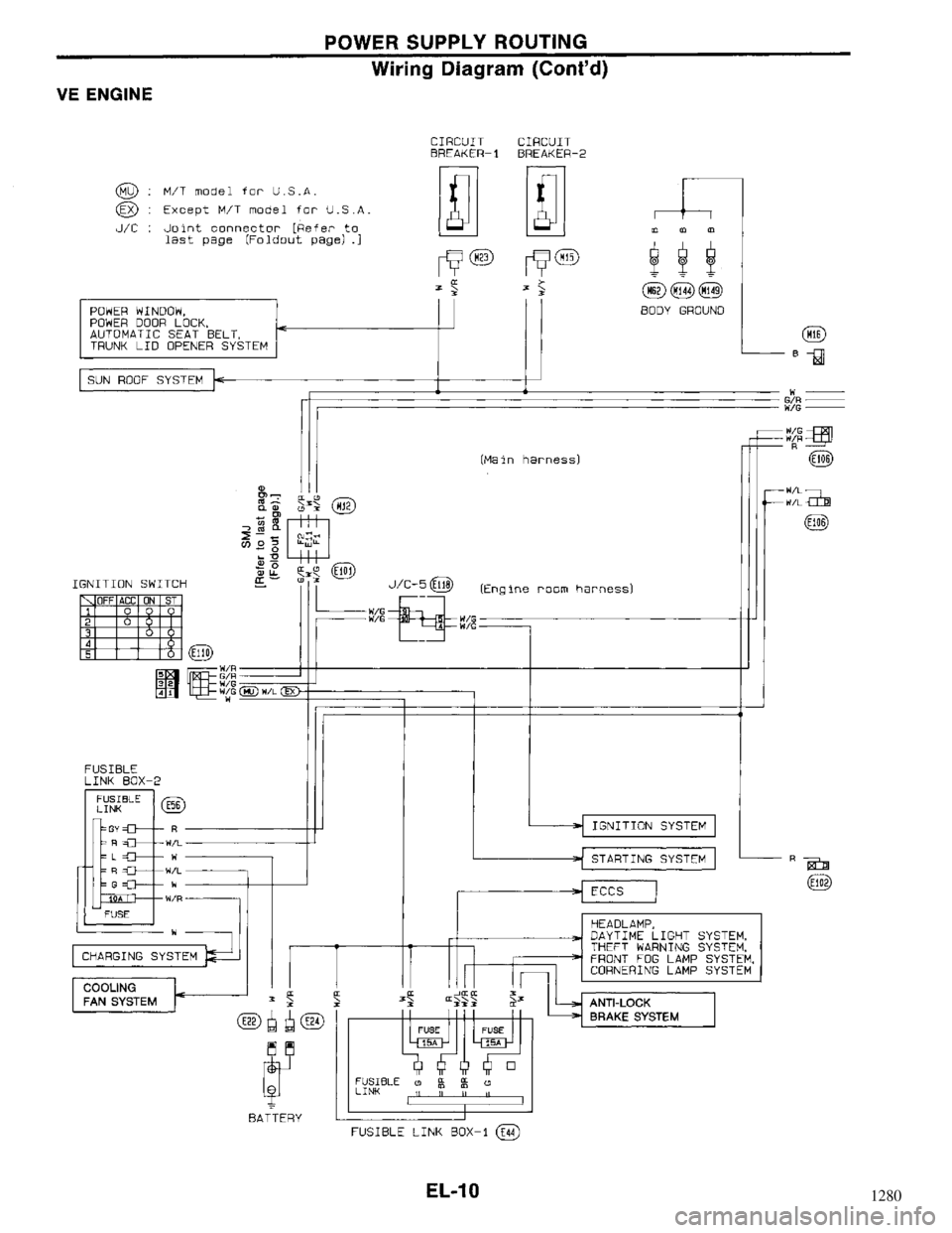 NISSAN MAXIMA 1994 A32 / 4.G Electrical System Workshop Manual 1280 