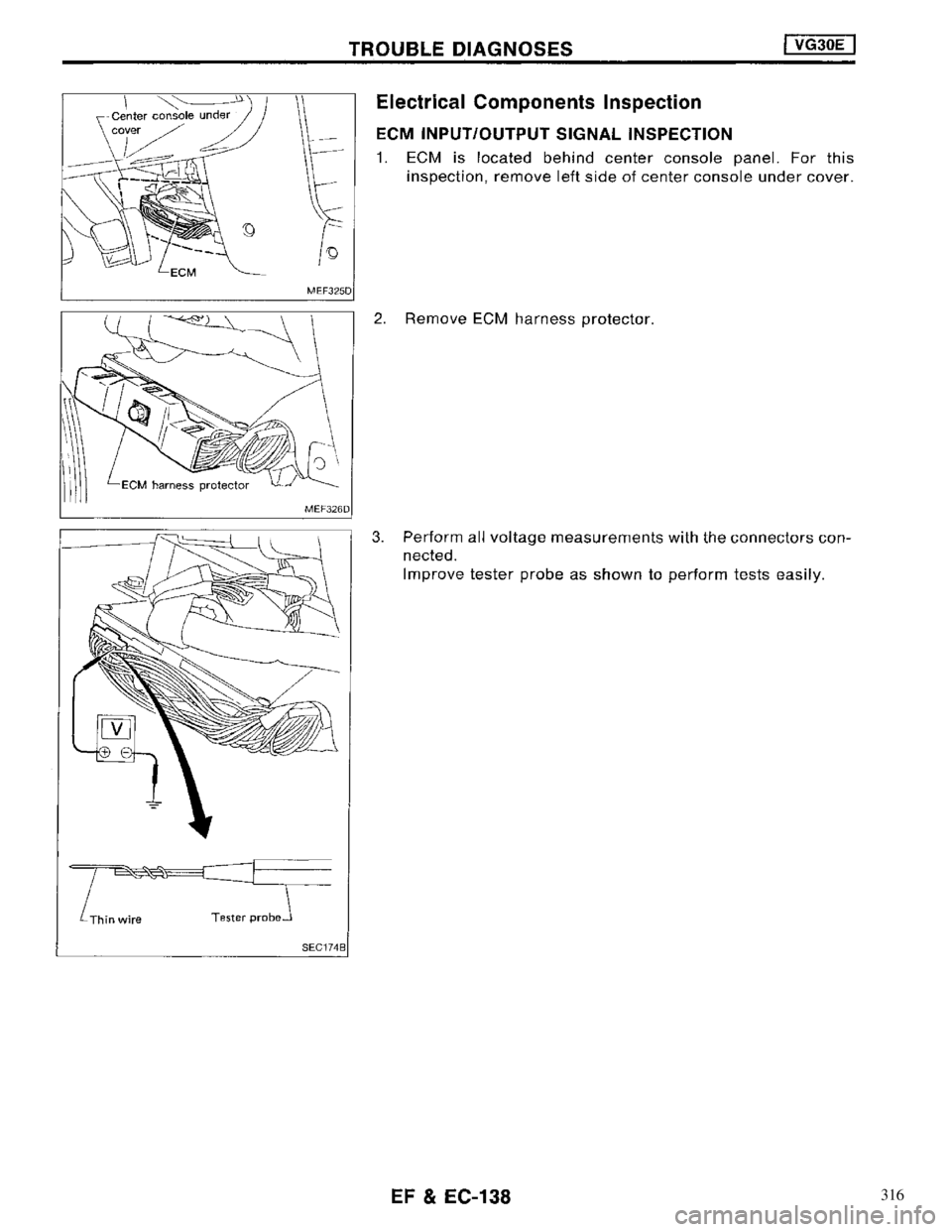 NISSAN MAXIMA 1994 A32 / 4.G Engine Fuel And Emission Control System Workshop Manual 316 