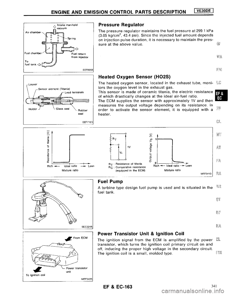 NISSAN MAXIMA 1994 A32 / 4.G Engine Fuel And Emission Control System Workshop Manual 341 