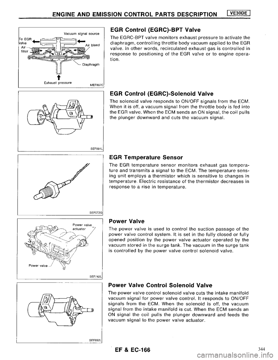 NISSAN MAXIMA 1994 A32 / 4.G Engine Fuel And Emission Control System Workshop Manual 344 