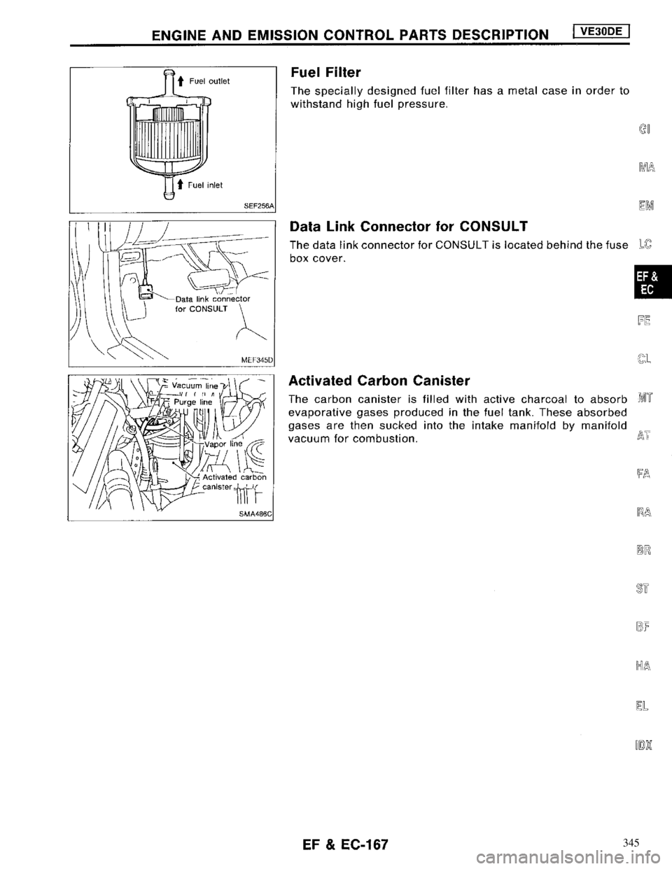 NISSAN MAXIMA 1994 A32 / 4.G Engine Fuel And Emission Control System Workshop Manual 345 