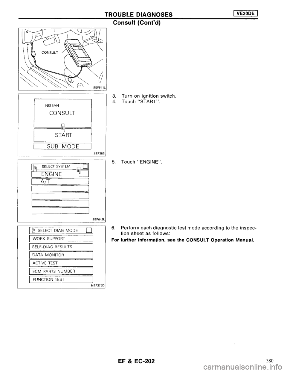 NISSAN MAXIMA 1994 A32 / 4.G Engine Fuel And Emission Control System Workshop Manual 380 
