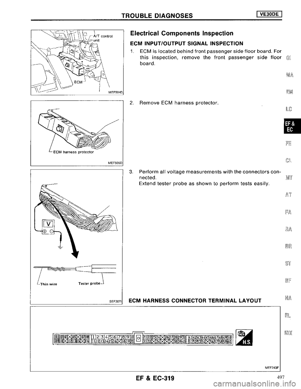 NISSAN MAXIMA 1994 A32 / 4.G Engine Fuel And Emission Control System Workshop Manual 497 
