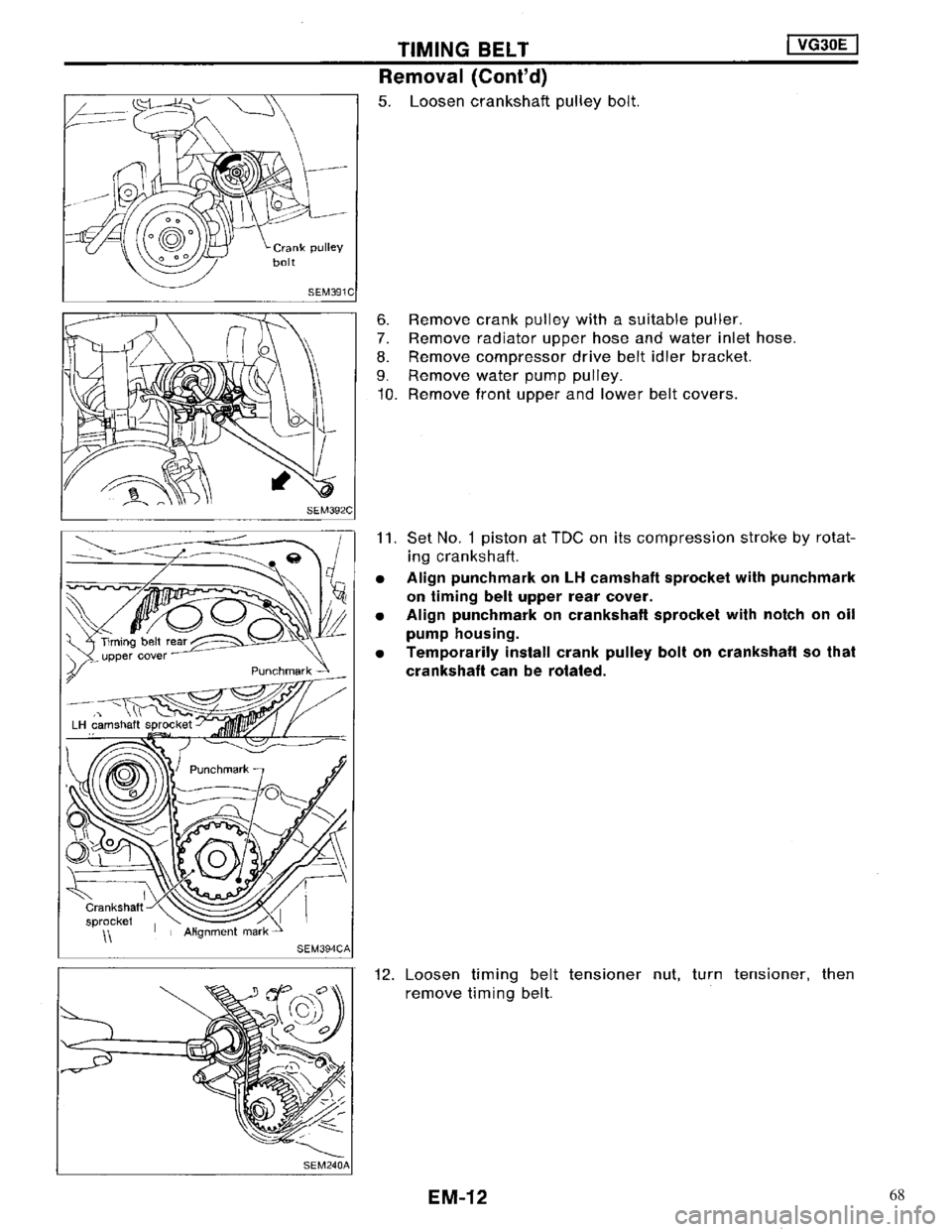 NISSAN MAXIMA 1994 A32 / 4.G Engine Mechanical Workshop Manual 68 