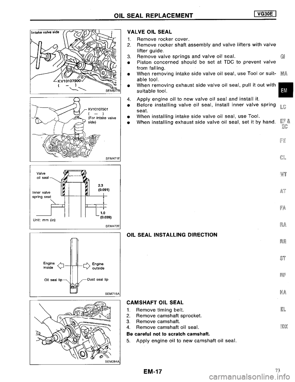 NISSAN MAXIMA 1994 A32 / 4.G Engine Mechanical Workshop Manual 73 