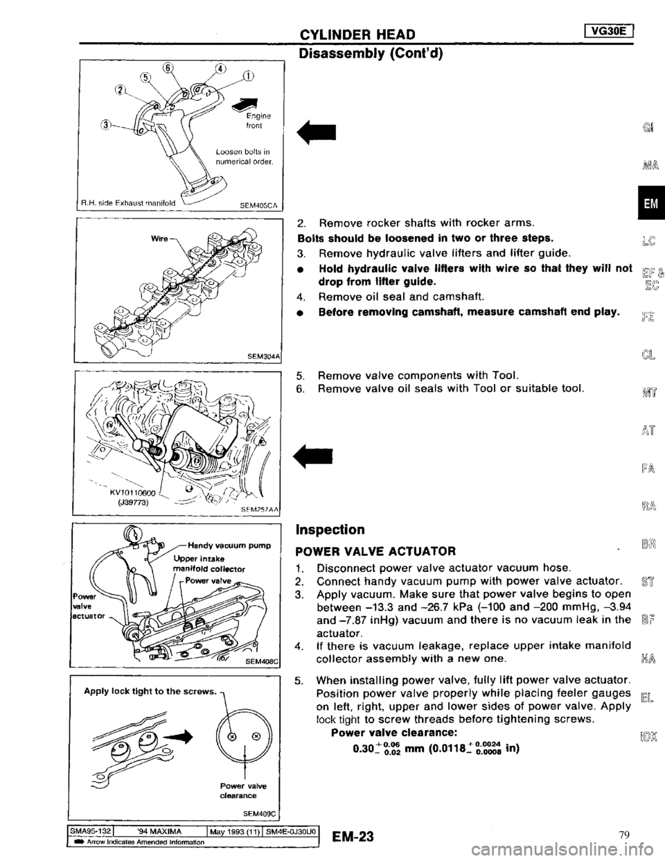 NISSAN MAXIMA 1994 A32 / 4.G Engine Mechanical Workshop Manual 79 