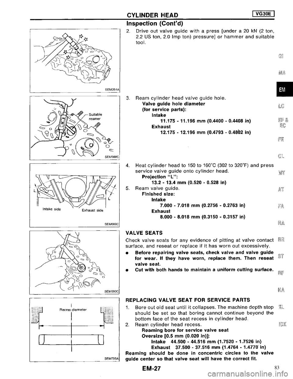 NISSAN MAXIMA 1994 A32 / 4.G Engine Mechanical Workshop Manual 83 