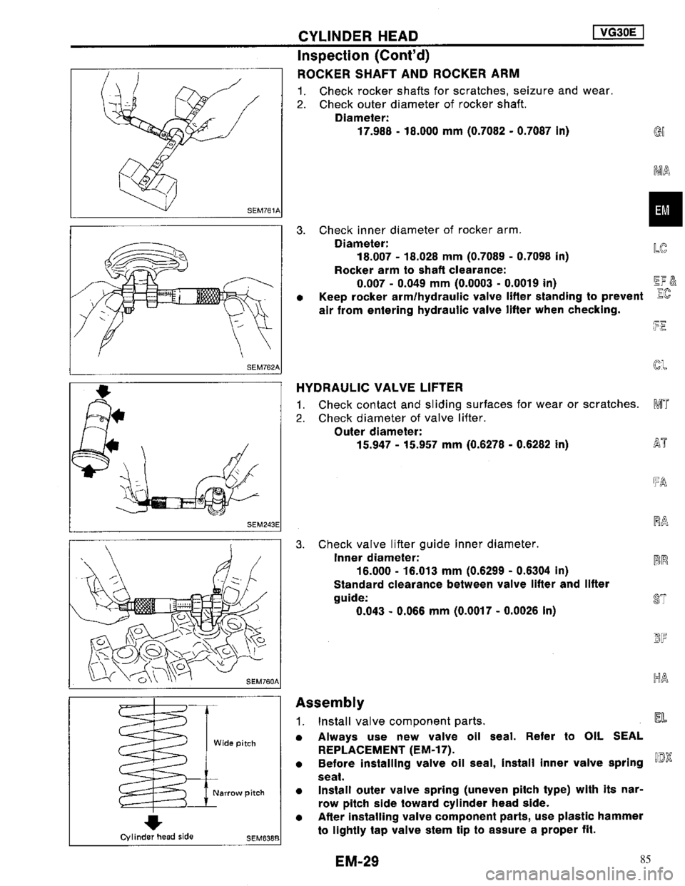 NISSAN MAXIMA 1994 A32 / 4.G Engine Mechanical Workshop Manual 85 