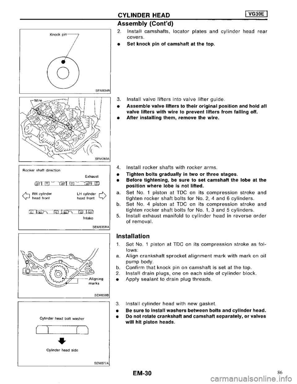 NISSAN MAXIMA 1994 A32 / 4.G Engine Mechanical Workshop Manual 86 