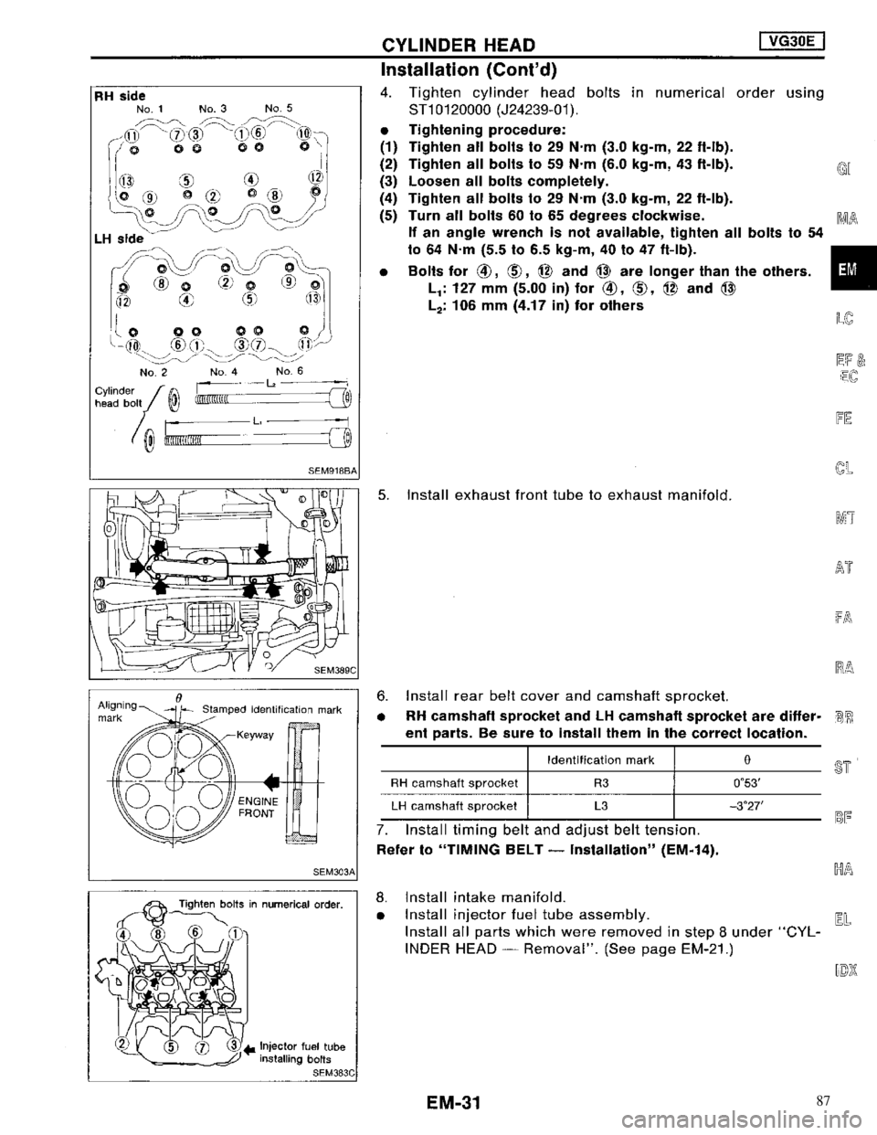 NISSAN MAXIMA 1994 A32 / 4.G Engine Mechanical Workshop Manual 87 