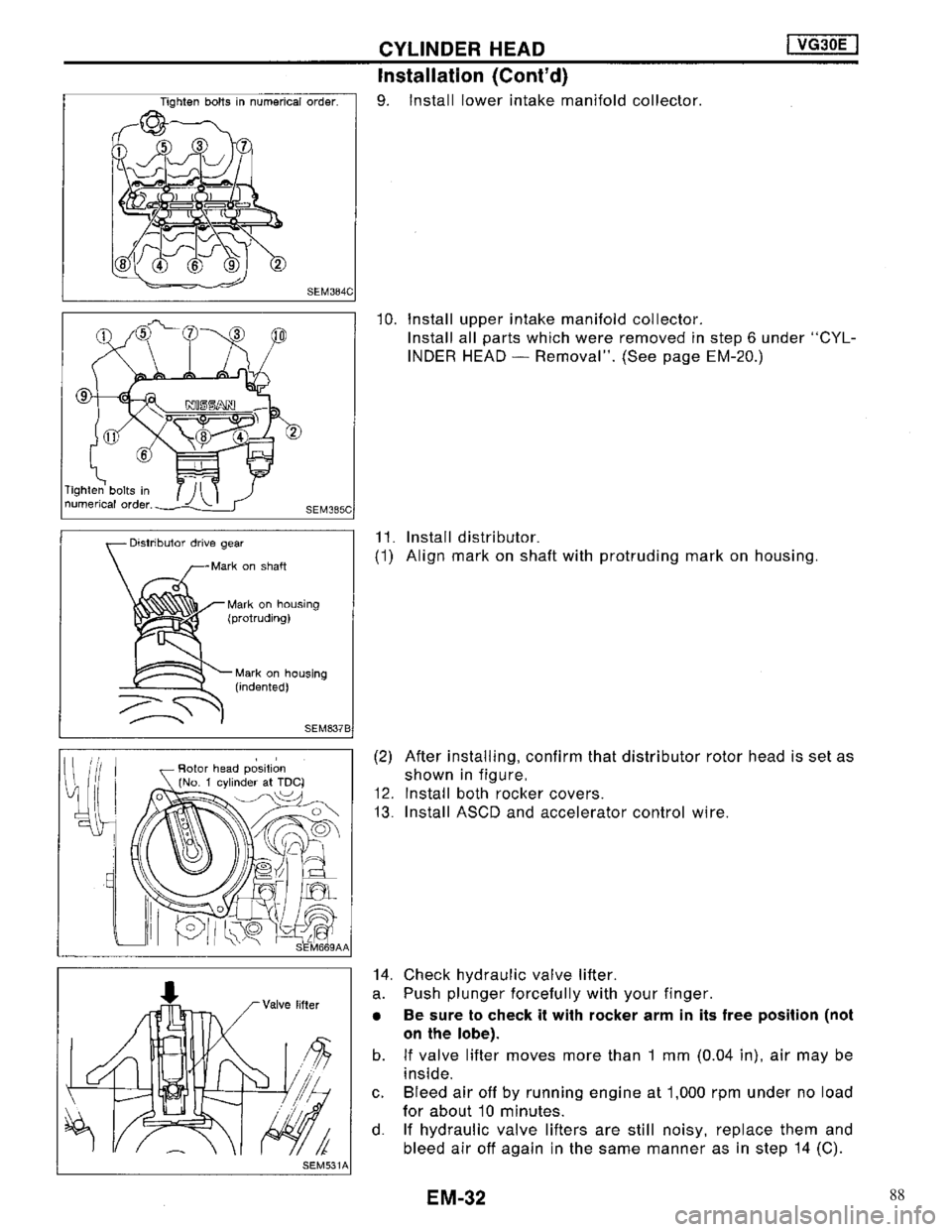 NISSAN MAXIMA 1994 A32 / 4.G Engine Mechanical Workshop Manual 88 