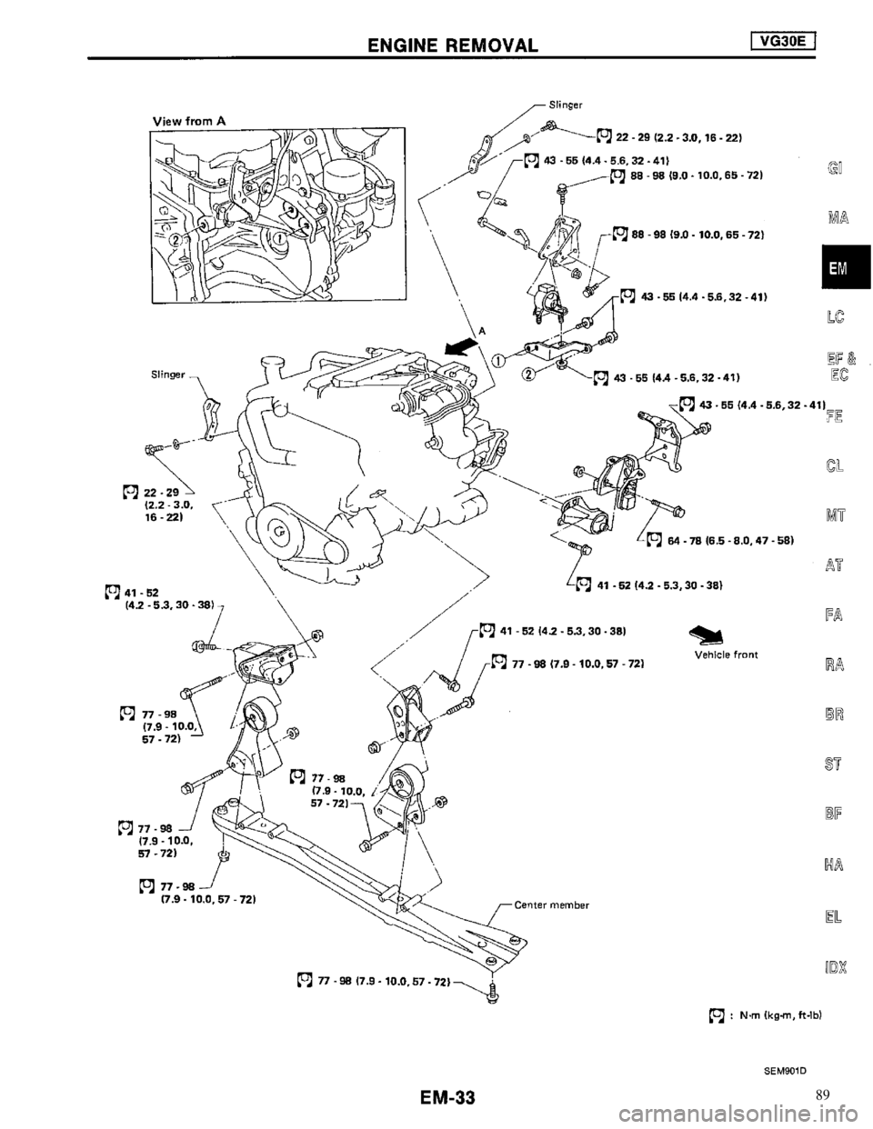NISSAN MAXIMA 1994 A32 / 4.G Engine Mechanical Workshop Manual 89 