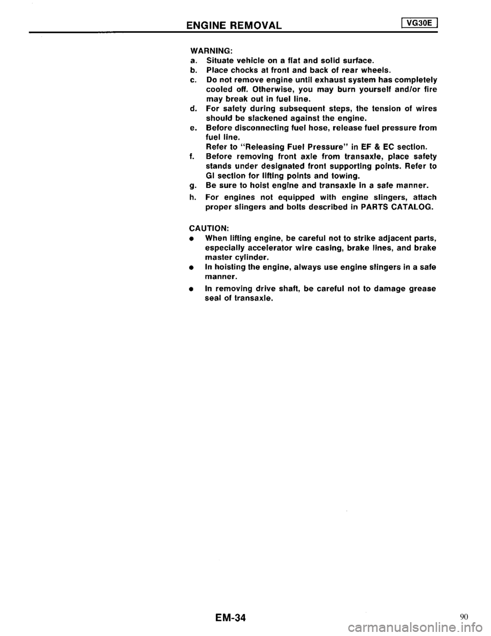 NISSAN MAXIMA 1994 A32 / 4.G Engine Mechanical Workshop Manual 90 