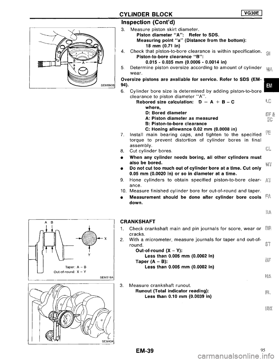 NISSAN MAXIMA 1994 A32 / 4.G Engine Mechanical Workshop Manual 95 