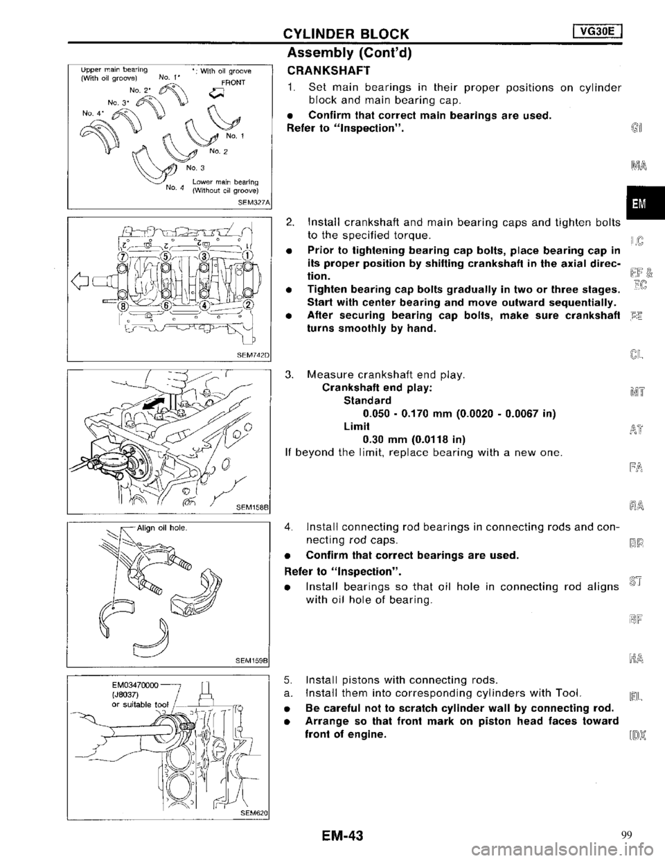 NISSAN MAXIMA 1994 A32 / 4.G Engine Mechanical Workshop Manual 99 