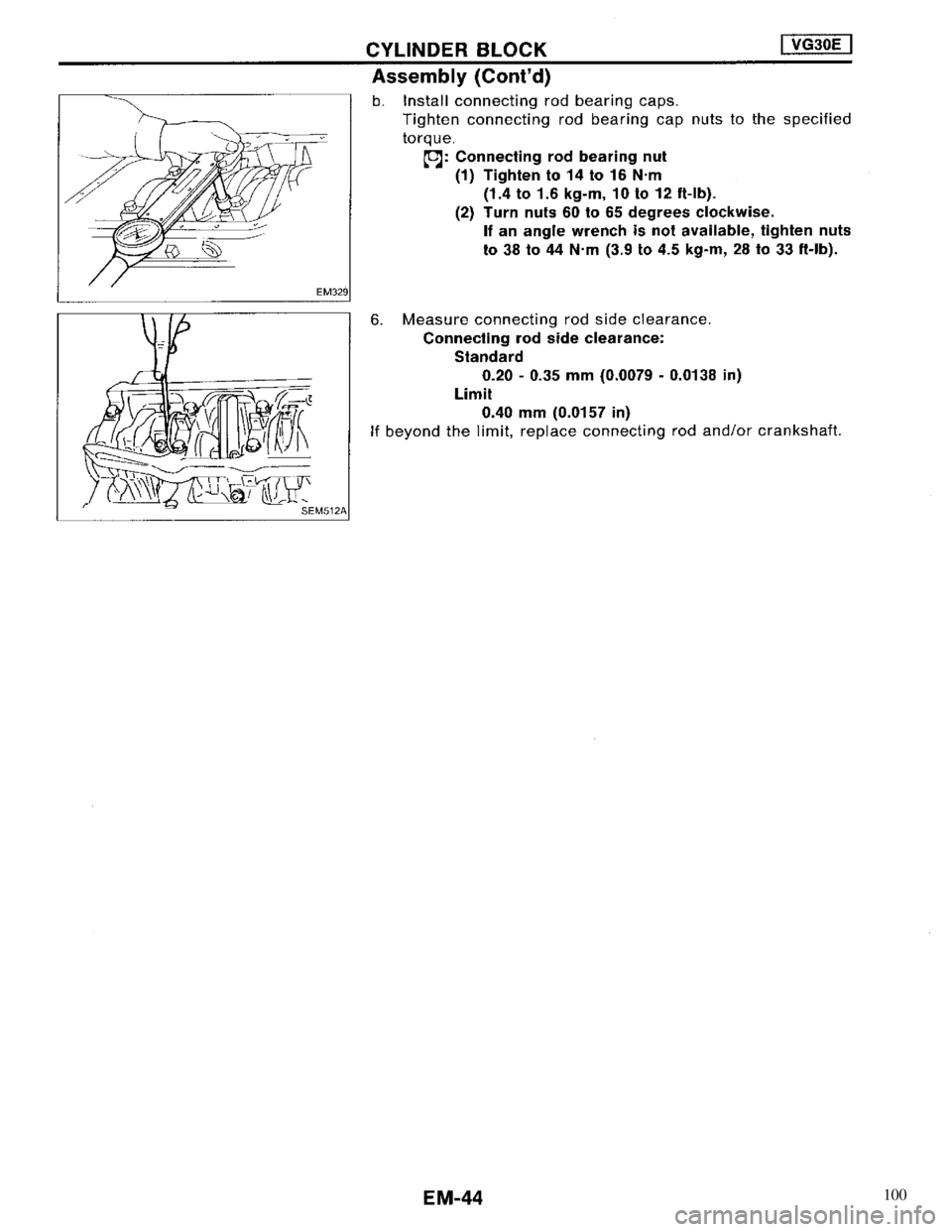 NISSAN MAXIMA 1994 A32 / 4.G Engine Mechanical Workshop Manual 100 