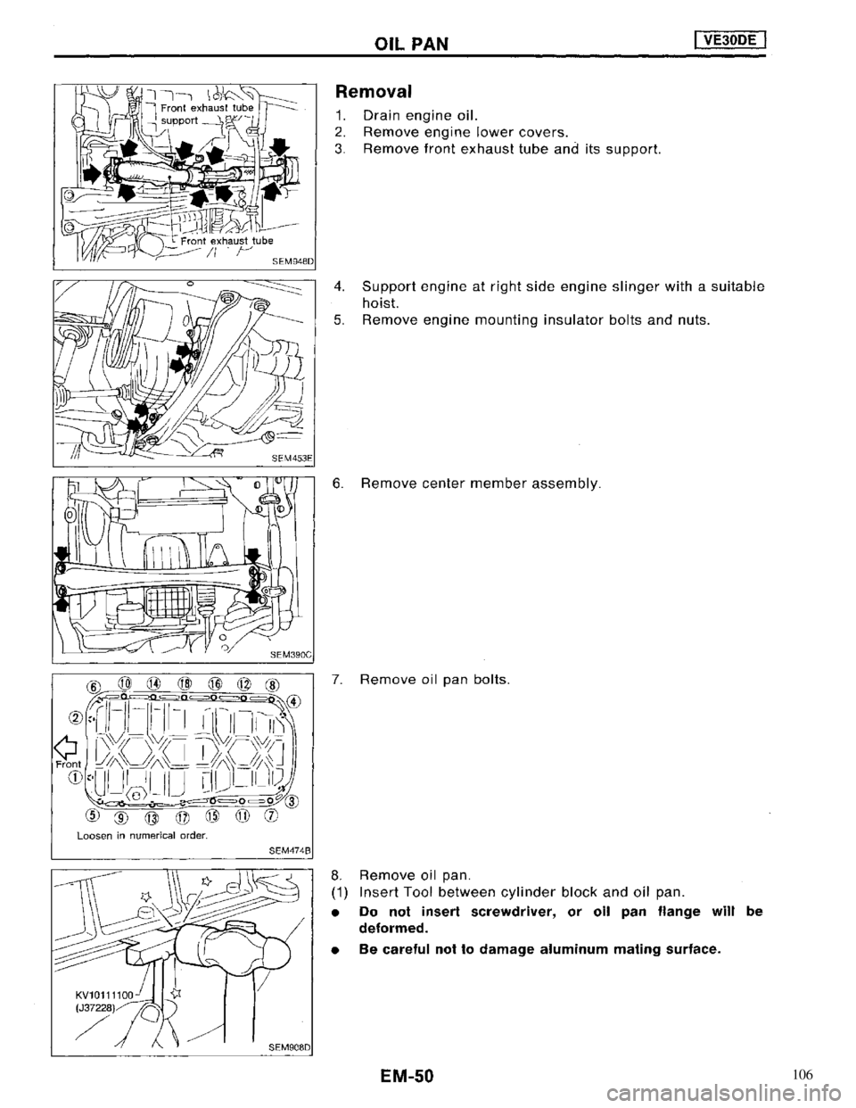 NISSAN MAXIMA 1994 A32 / 4.G Engine Mechanical Workshop Manual 106 