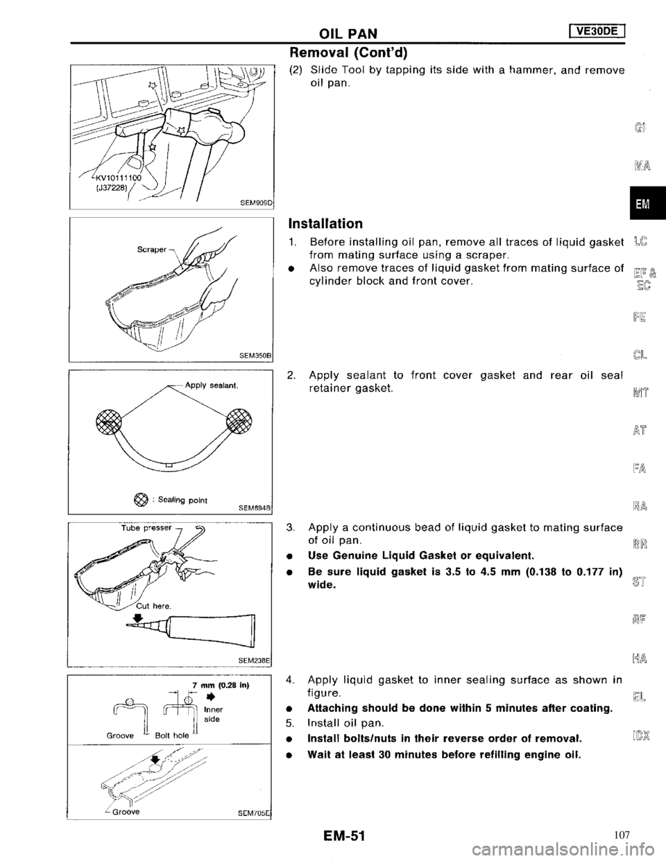 NISSAN MAXIMA 1994 A32 / 4.G Engine Mechanical Workshop Manual 107 