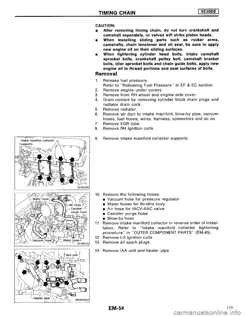 NISSAN MAXIMA 1994 A32 / 4.G Engine Mechanical Workshop Manual 110 