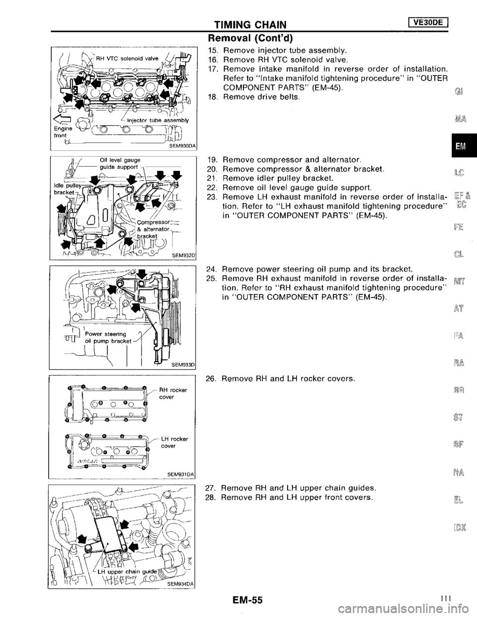 NISSAN MAXIMA 1994 A32 / 4.G Engine Mechanical Workshop Manual 111 