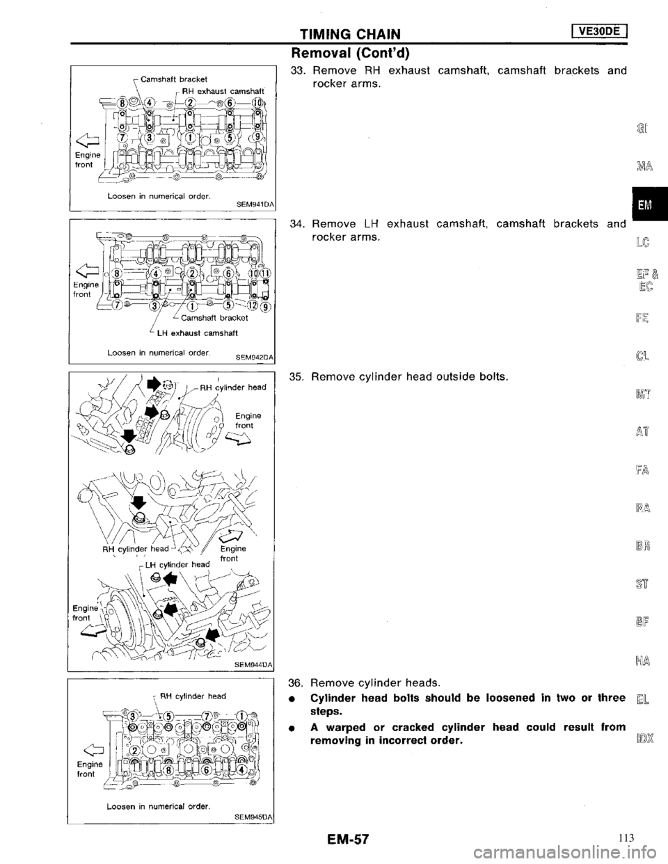 NISSAN MAXIMA 1994 A32 / 4.G Engine Mechanical Workshop Manual 113 