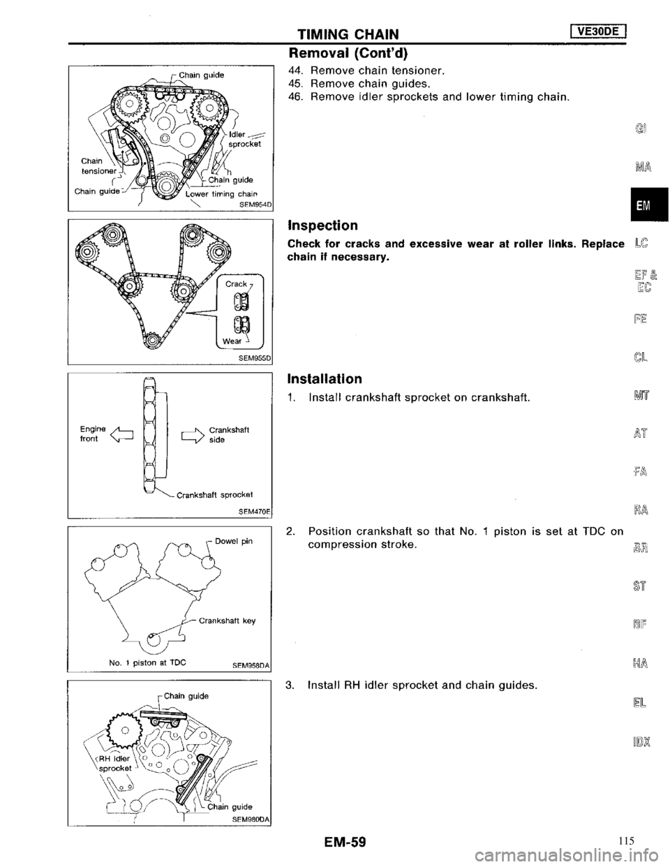 NISSAN MAXIMA 1994 A32 / 4.G Engine Mechanical Workshop Manual 115 