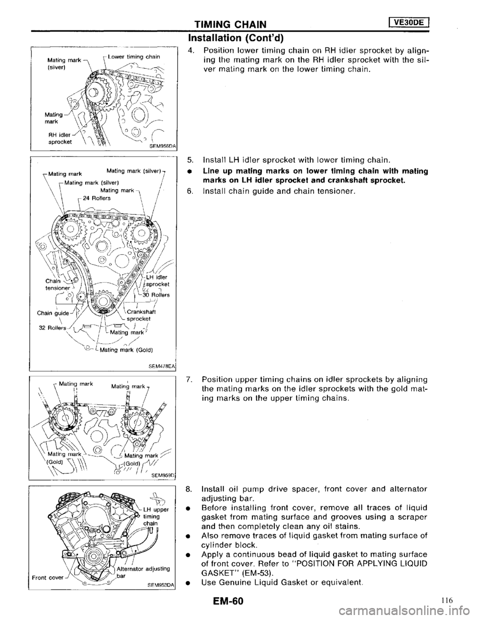 NISSAN MAXIMA 1994 A32 / 4.G Engine Mechanical Workshop Manual 116 