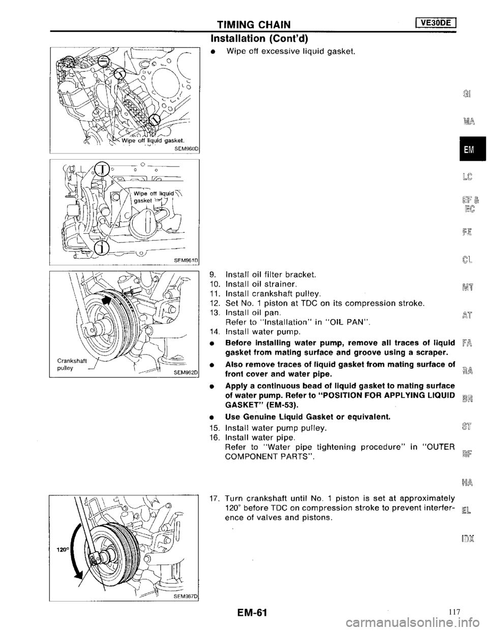 NISSAN MAXIMA 1994 A32 / 4.G Engine Mechanical Workshop Manual 117 