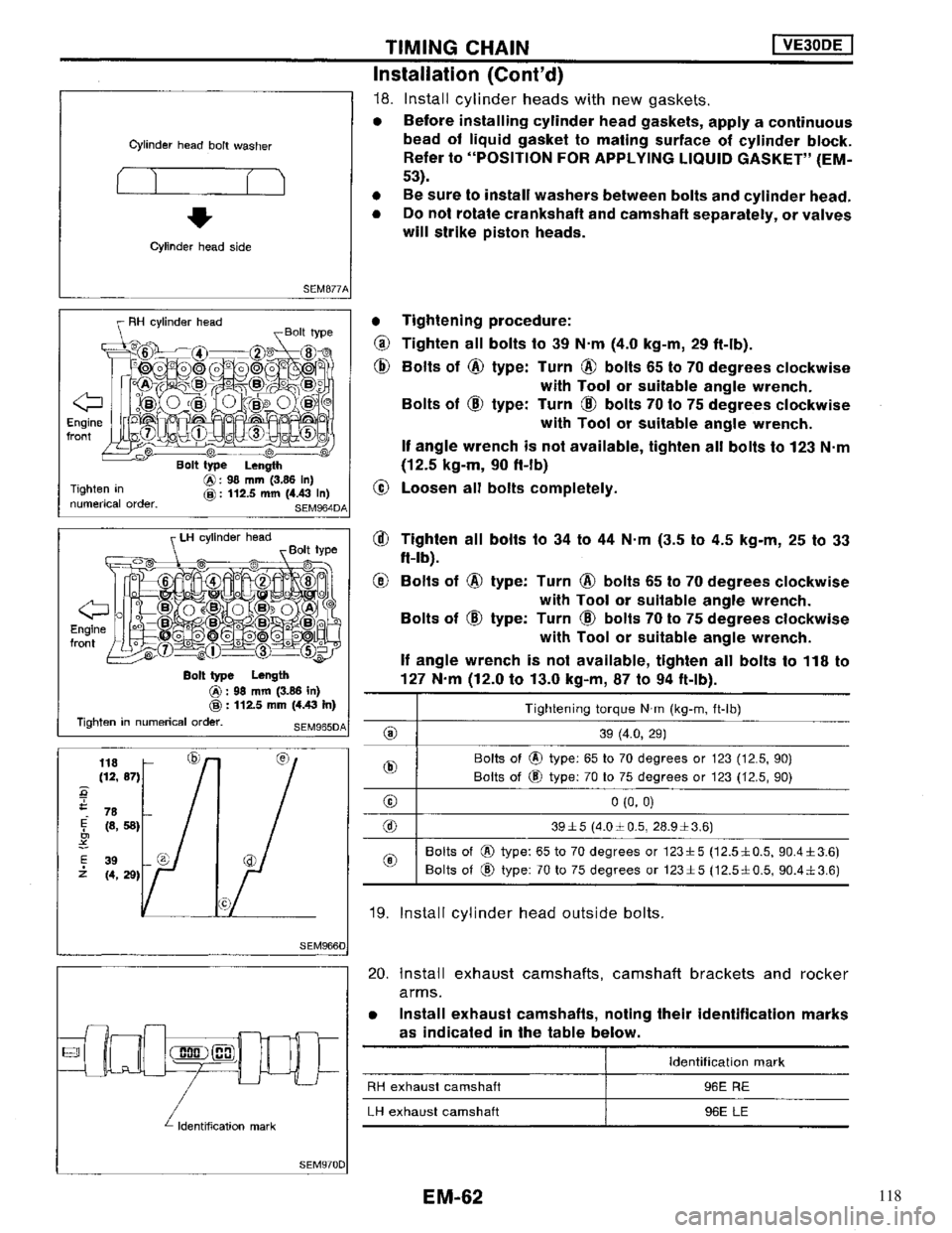 NISSAN MAXIMA 1994 A32 / 4.G Engine Mechanical Workshop Manual 118 