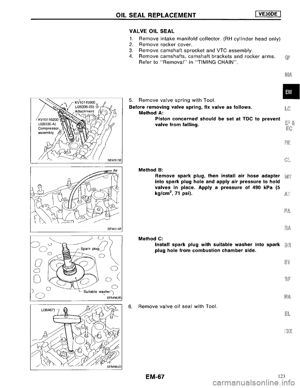 NISSAN MAXIMA 1994 A32 / 4.G Engine Mechanical Workshop Manual 123 