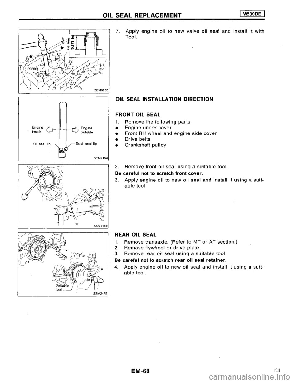 NISSAN MAXIMA 1994 A32 / 4.G Engine Mechanical Workshop Manual 124 