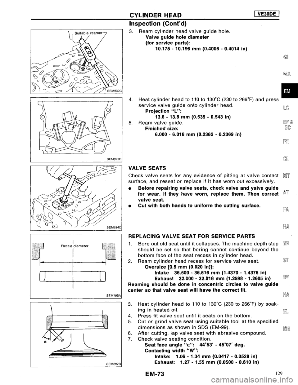 NISSAN MAXIMA 1994 A32 / 4.G Engine Mechanical Workshop Manual 129 