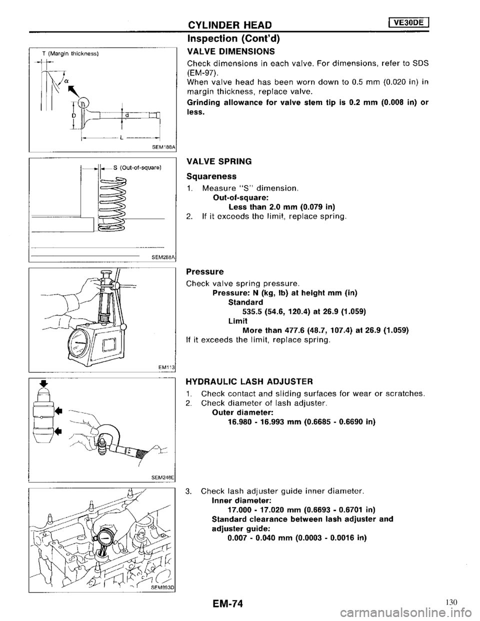 NISSAN MAXIMA 1994 A32 / 4.G Engine Mechanical Workshop Manual 130 