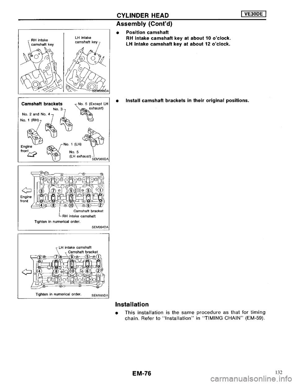 NISSAN MAXIMA 1994 A32 / 4.G Engine Mechanical Workshop Manual 132 