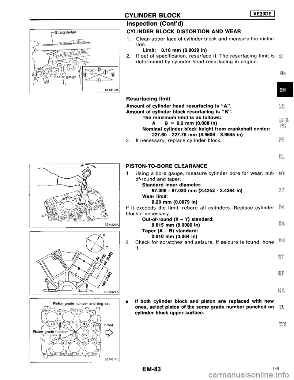 NISSAN MAXIMA 1994 A32 / 4.G Engine Mechanical Workshop Manual 139 
