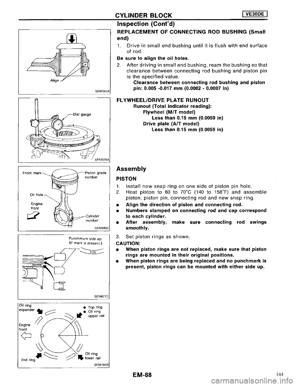 NISSAN MAXIMA 1994 A32 / 4.G Engine Mechanical Workshop Manual 144 