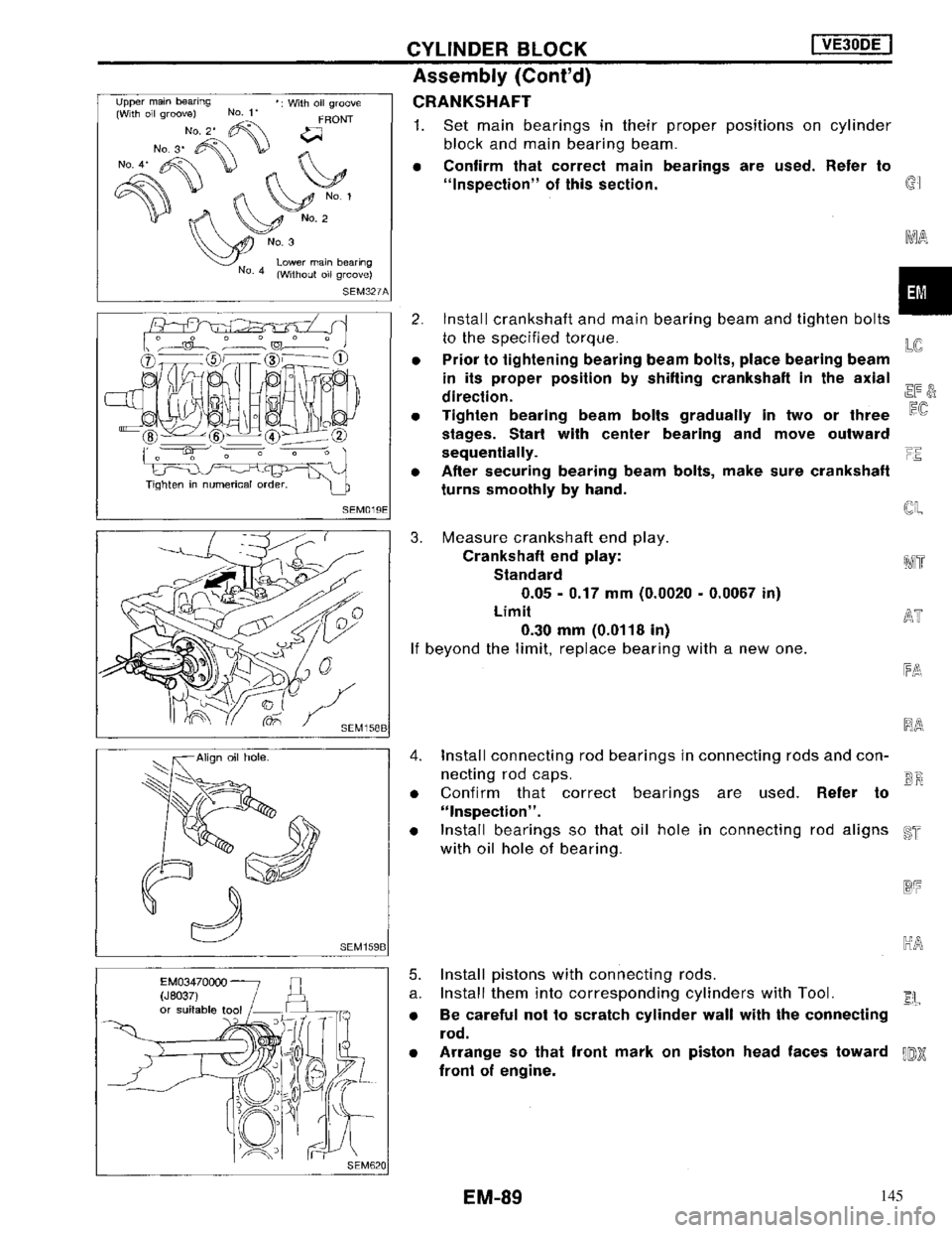 NISSAN MAXIMA 1994 A32 / 4.G Engine Mechanical Workshop Manual 145 