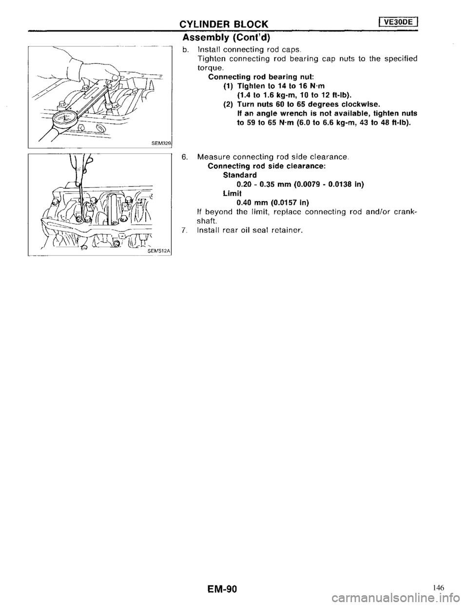 NISSAN MAXIMA 1994 A32 / 4.G Engine Mechanical Workshop Manual 146 