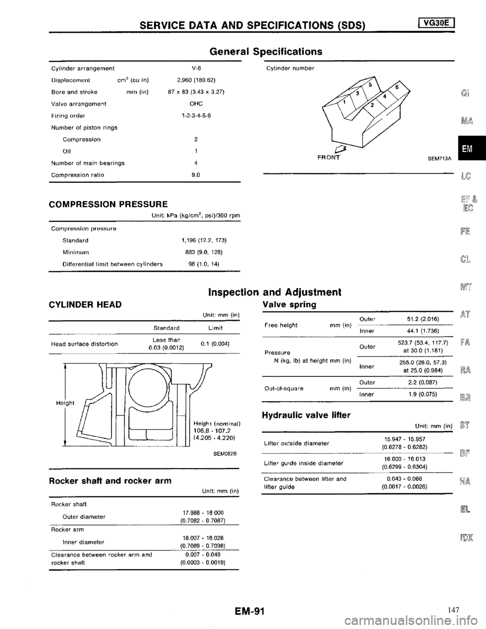 NISSAN MAXIMA 1994 A32 / 4.G Engine Mechanical Workshop Manual 147 