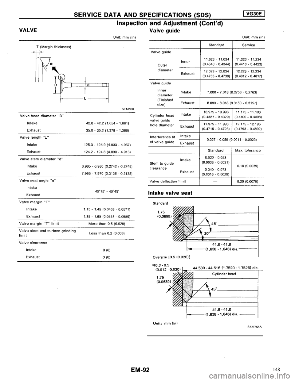 NISSAN MAXIMA 1994 A32 / 4.G Engine Mechanical Workshop Manual 148 