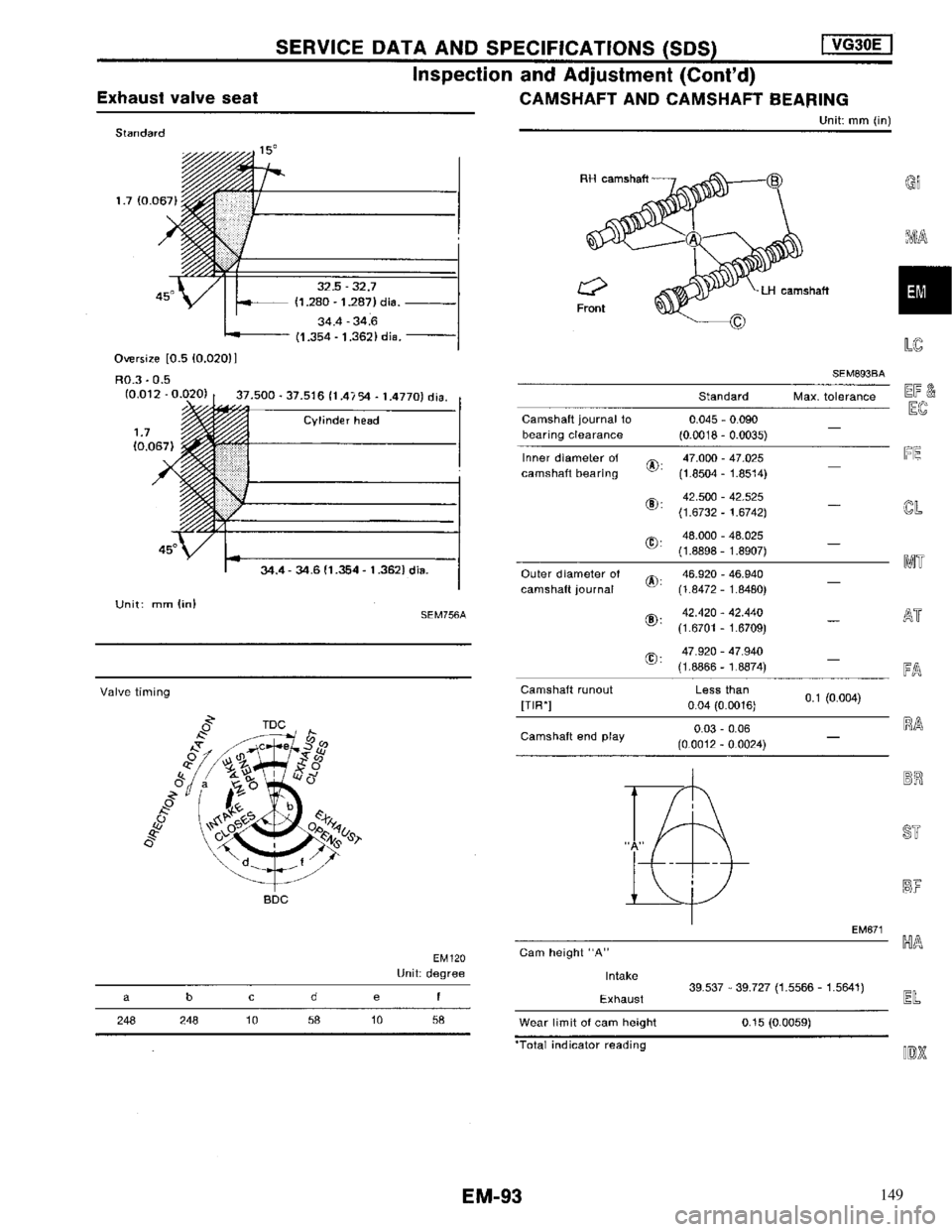 NISSAN MAXIMA 1994 A32 / 4.G Engine Mechanical Workshop Manual 149 