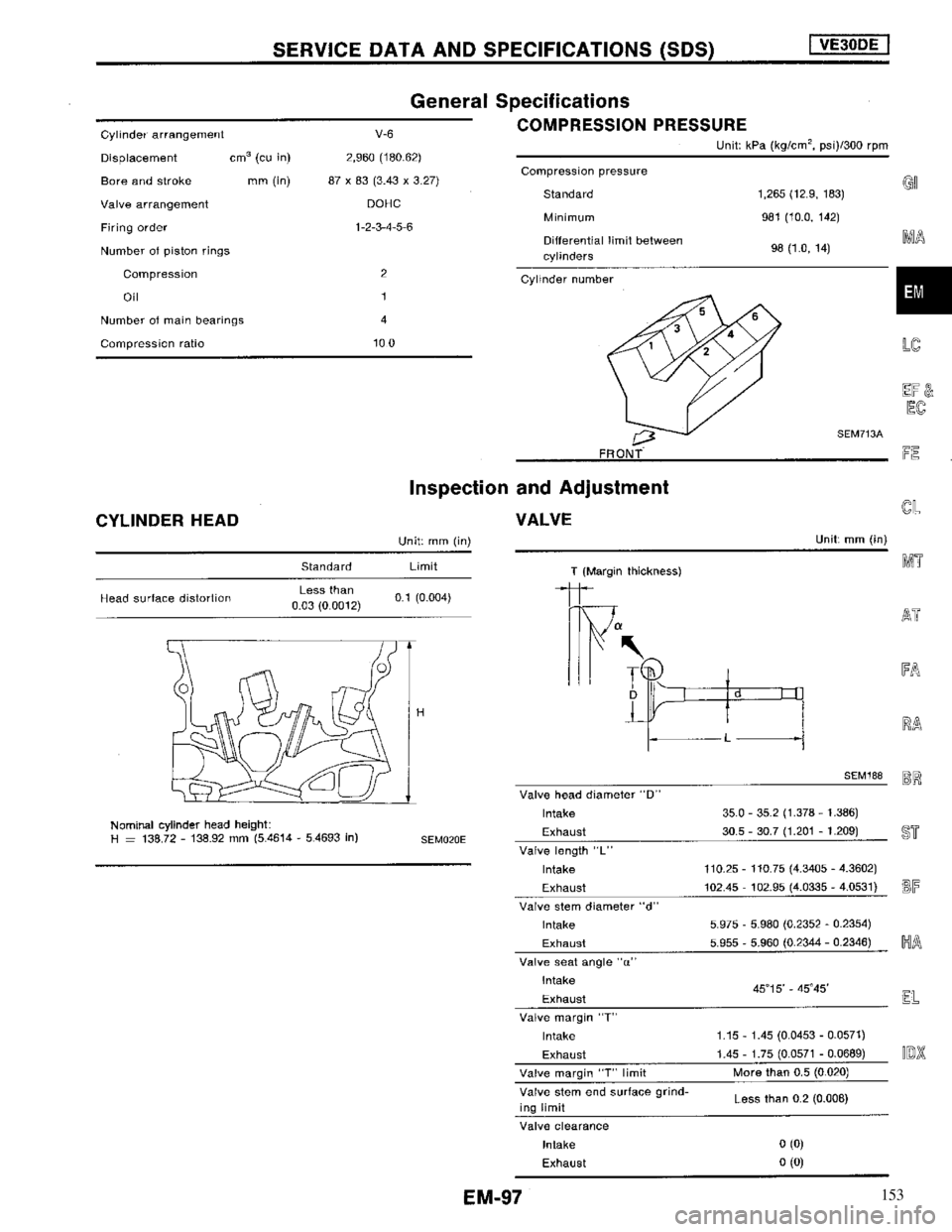 NISSAN MAXIMA 1994 A32 / 4.G Engine Mechanical Workshop Manual 153 