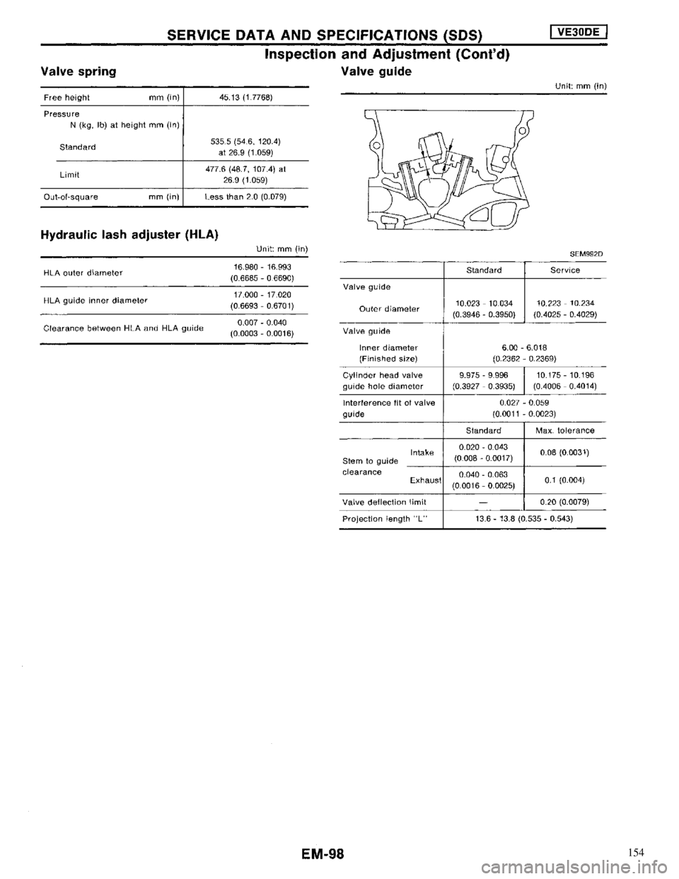 NISSAN MAXIMA 1994 A32 / 4.G Engine Mechanical Workshop Manual 154 